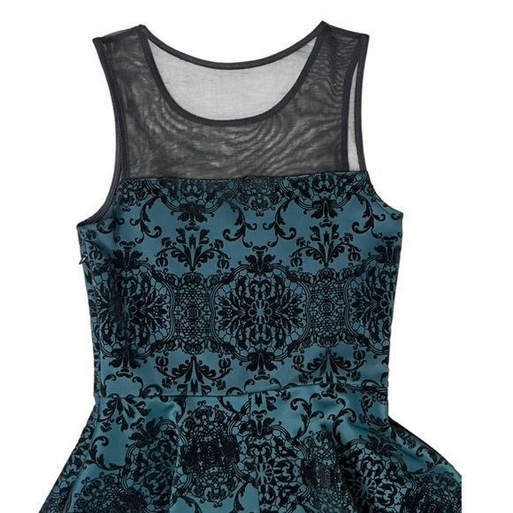 Three Pink Hearts A-Line Green & Black Sleeveless Dress - Size Small - Picture 13 of 13